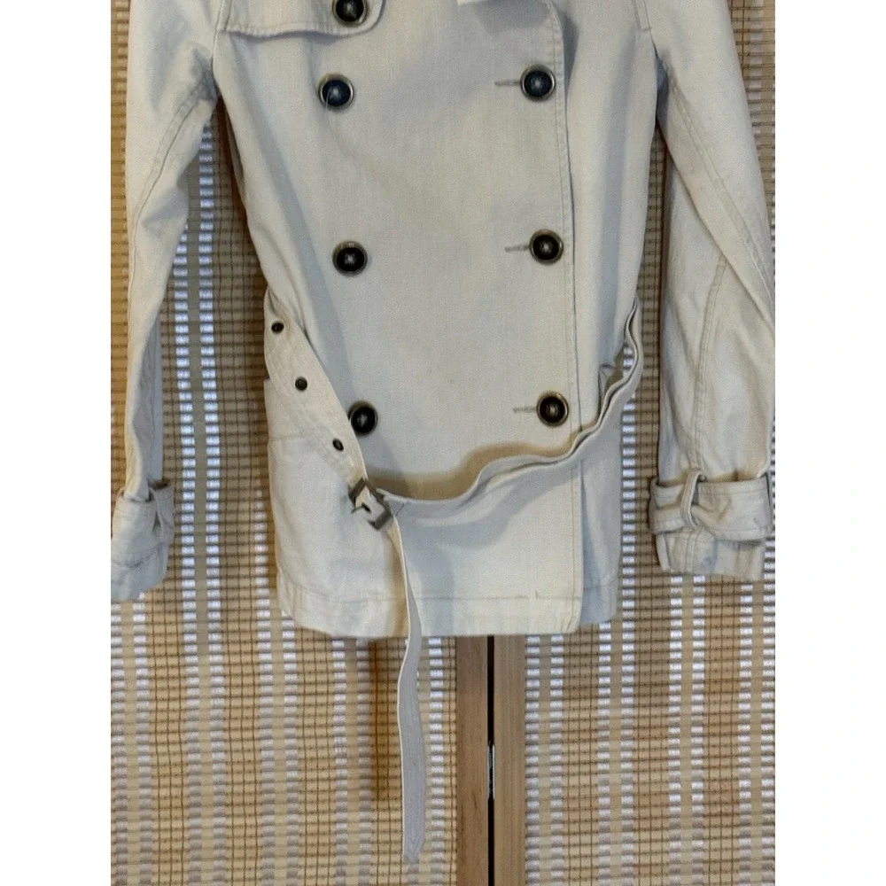 Old Navy Womens S Double Breasted Coat With Belt Rain Beige Streetwear 90's Y2K - Picture 3 of 9